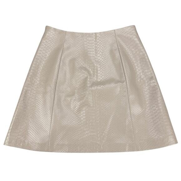 Aritzia Babaton Vegan Leather Mini Skirt In Beige Women's Size 2 - Picture 5 of 5